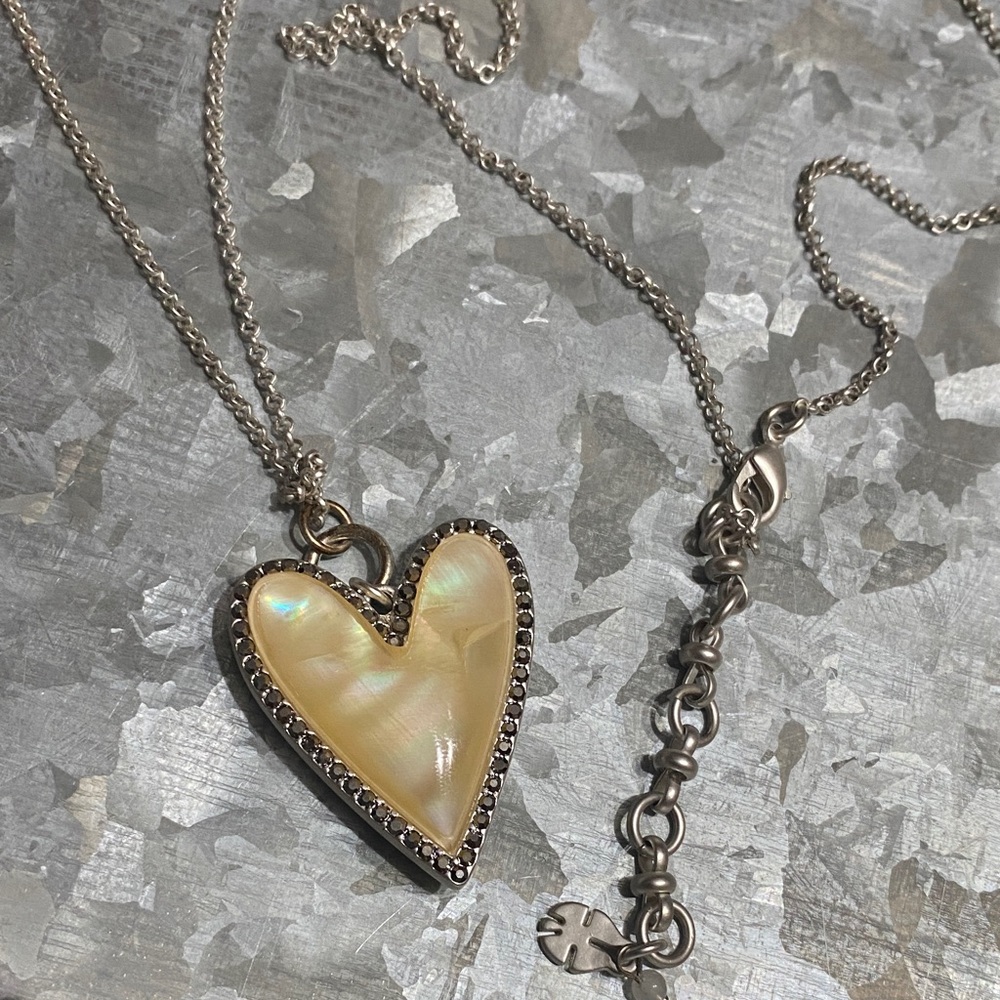 Lucky Brand MOP Heart Pendant Necklace